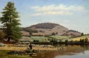 Alfred Ordway Fishing on Fairlee Pond France oil painting artist